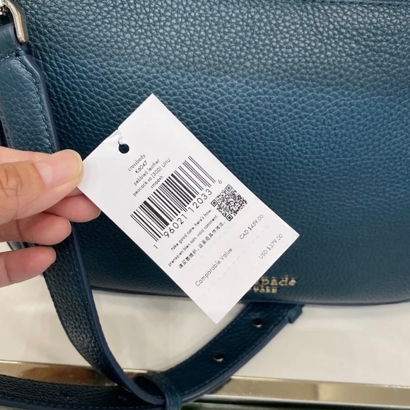 Kate Spade Smoosh Dark Green / Blue Leather Crossbody K6047 NWT $379 Retail - Picture 7 of 8